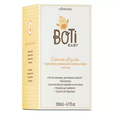 Sabonete Líquido Cabelo e Corpo Boti Baby, 200ml