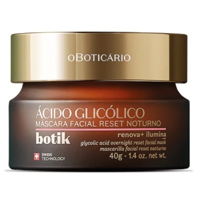 Máscara Facial Reset Noturno Ácido Glicólico Botik, 40g