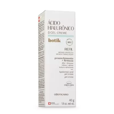 Refil Gel Creme Facial Ácido Hialurónico Botik, 40g