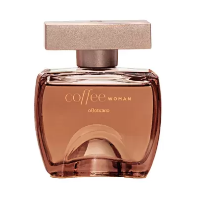 Frasco de perfume coffee WOMAN de vidro castanho com tampa rosa dourado