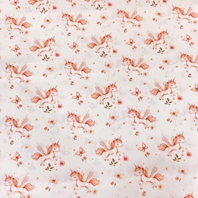 Tecido Pontotextil | Unicórnios - Fundo Rosa