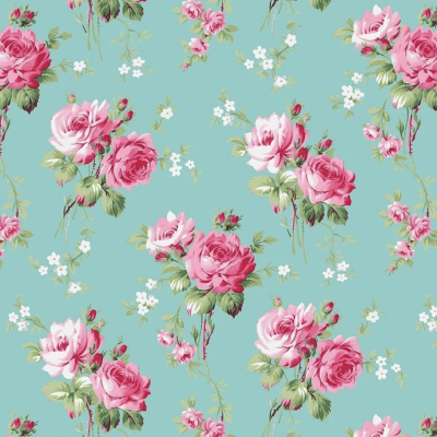 Tecido Tanya Whelan | Floral - Aqua