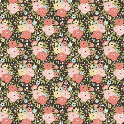 Tecido Riley Blake | Floral - Charcoal