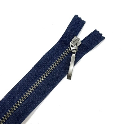 Fecho | Azul Escuro Cremalheira Prateada - 23cm