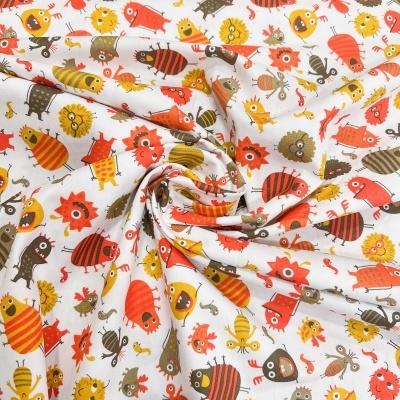 Tecido Poppy | Monsters - Branco