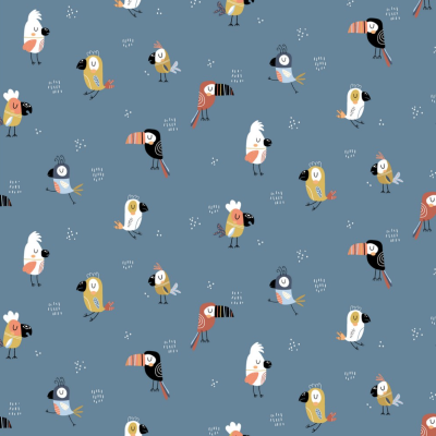 Tecido Poppy | Cool Birds - Azul