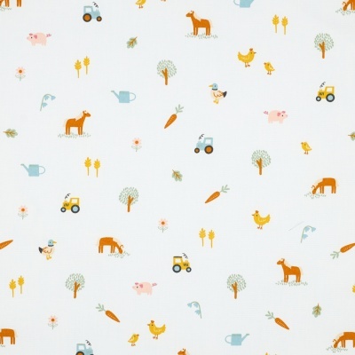 Tecido Poppy | Farm Life - Branco