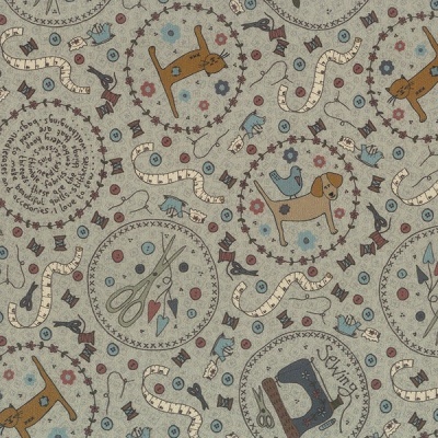 Tecido Lynette Anderson | One Stitch at a Time Sewing - Light Grey / Green