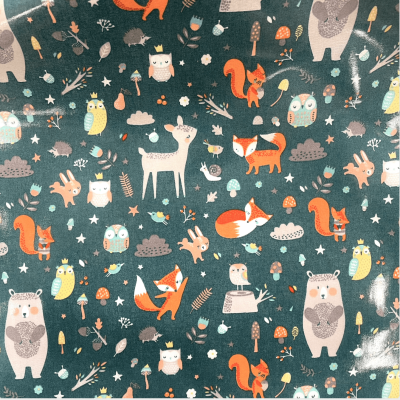Tecido Plastificado | Animais do Bosque - Verde