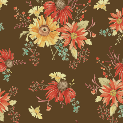 Tecido Riley Blake | Main Floral - Chocolate