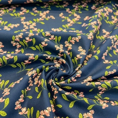 Tecido Poppy | Flowers - Azul Escuro