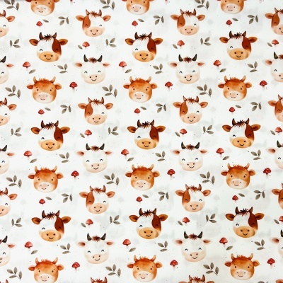Tecido Pontotextil | Vacas Felizes - Branco