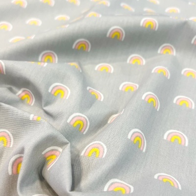 Tecido Poppy | Cute Rainbow - Cinzento
