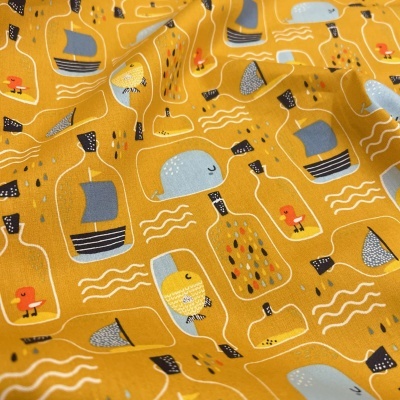 Tecido Poppy | Bottle Post - Mostarda