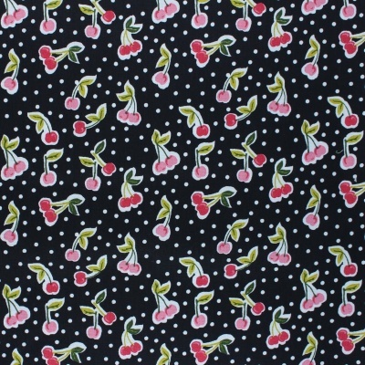 Tecido Poppy | Love You Cherry Much - Preto