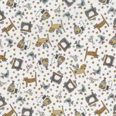 Tecido Lynette Anderson | One Stitch at a Time Sew - Buddies Light Grey