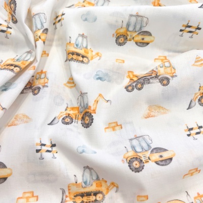 Tecido Poppy | Vehicles - Branco