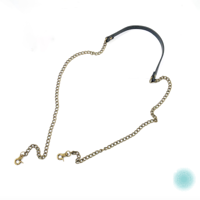 Alça Tiracolo com Corrente - Pele Sintética em Preto