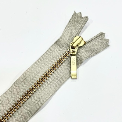 Fecho YKK | Cinzento Cremalheira Dourada - 17cm