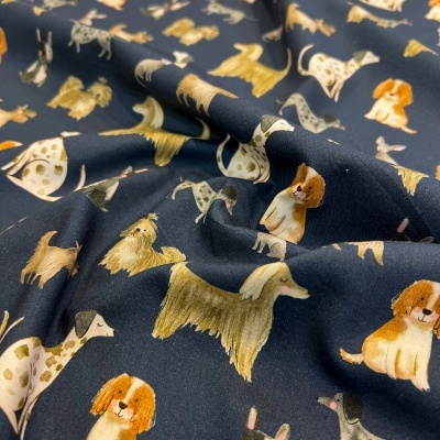 Tecido Poppy | Dogs - Azul Escuro