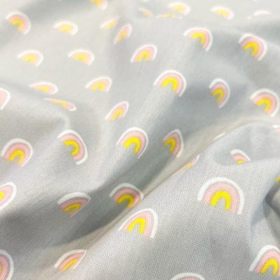 Tecido Poppy | Cute Rainbow - Cinzento