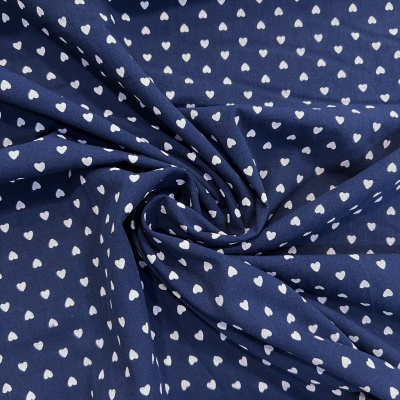 Tecido Poppy | Hearts - Azul Escuro | Algodão Lavado