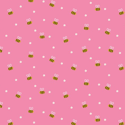 Tecido Poppy | Bee with Flowers - Rosa Barbie