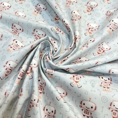 Tecido Pontotextil | Robots - Verde Azulado