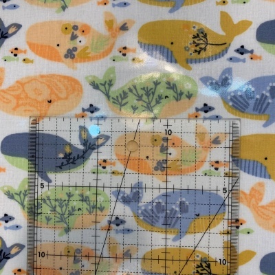 Tecido Plastificado | Beautiful Whale - White