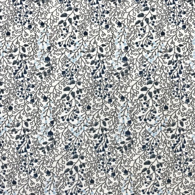 Tecido Flowery - Azul Escuro