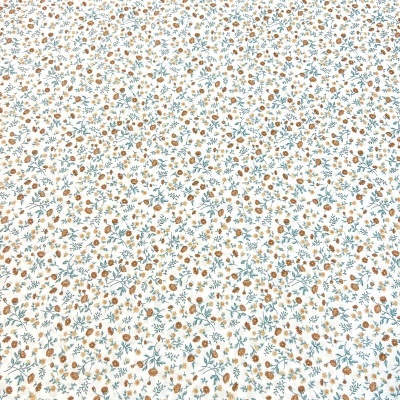 Tecido Le Tissu by Domotex | Flores - Azul e Mostarda