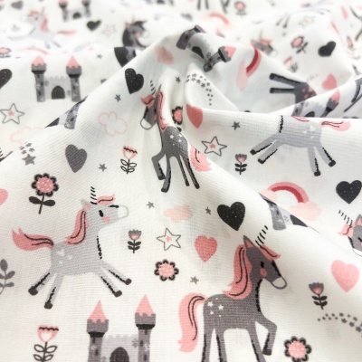 Tecido Poppy | Lovely Unicorns - Branco