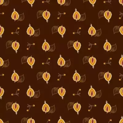 Tecido EQP | Leaves and Berries - Chocolate Brown