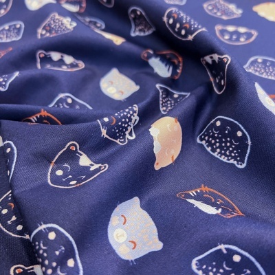 Tecido Poppy | Chic Cats - Azul Escuro