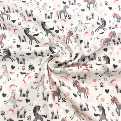 Tecido Poppy | Lovely Unicorns - Branco
