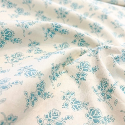 FABRICART | Rosas - Jade fundo Pérola