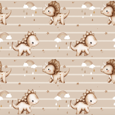 Tecido Pontotextil | Dinossauros - Bege