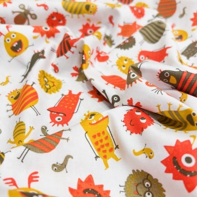 Tecido Poppy | Monsters - Branco