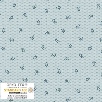 Tecido Stof | Tiny Delight - Dots & Flowers - Azul Claro