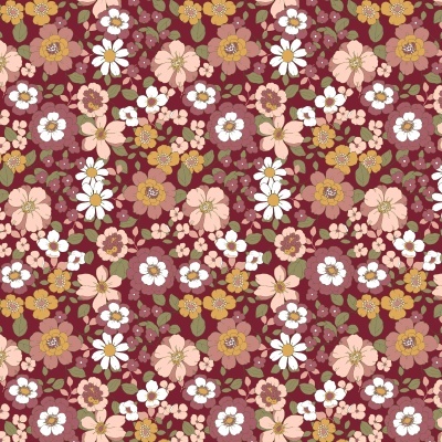 Tecido Poppy | Flowers - Wine