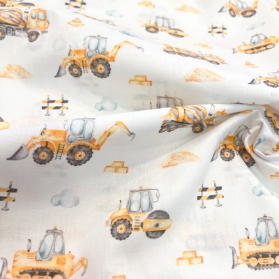 Tecido Poppy | Vehicles - Branco