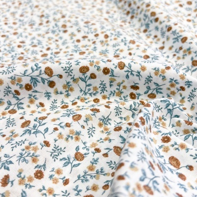 Tecido Le Tissu by Domotex | Flores - Azul e Mostarda