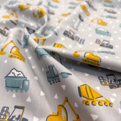 Tecido Poppy | Construction Vehicles - Cinzento