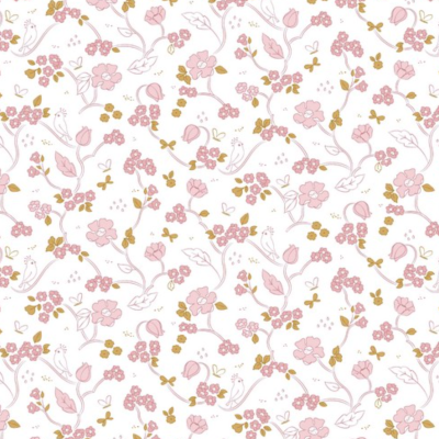 Tecido Poppy | Romantic Flowers - Branco