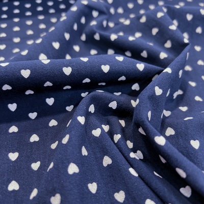 Tecido Poppy | Hearts - Azul Escuro | Algodão Lavado