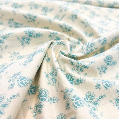 FABRICART | Rosas - Jade fundo Pérola