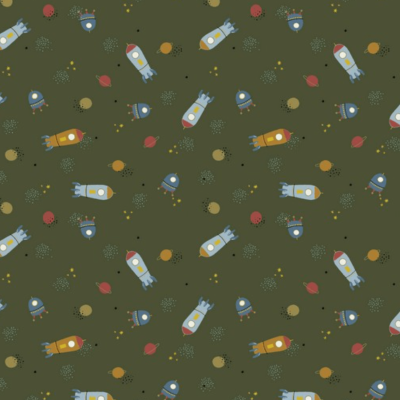 Tecido Plastificado | Space and Stripes - Azeitona