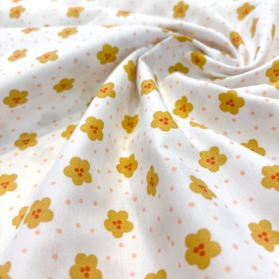 Tecido Poppy | Lovely Daisy Story - Branco