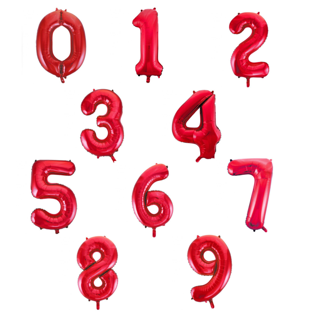 Balão numeros 0-9 Vermelho