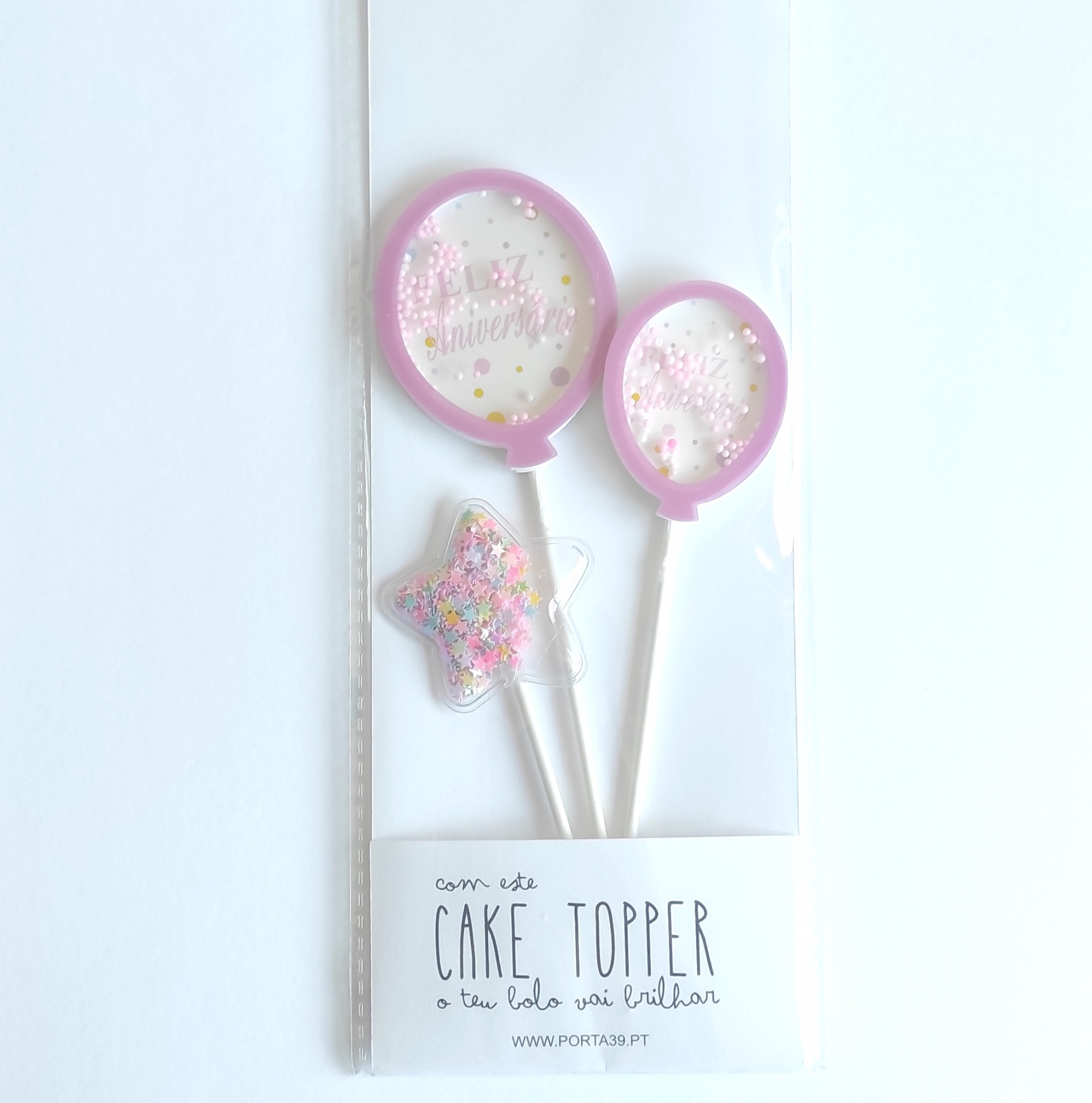 Cake topper balões e estrela